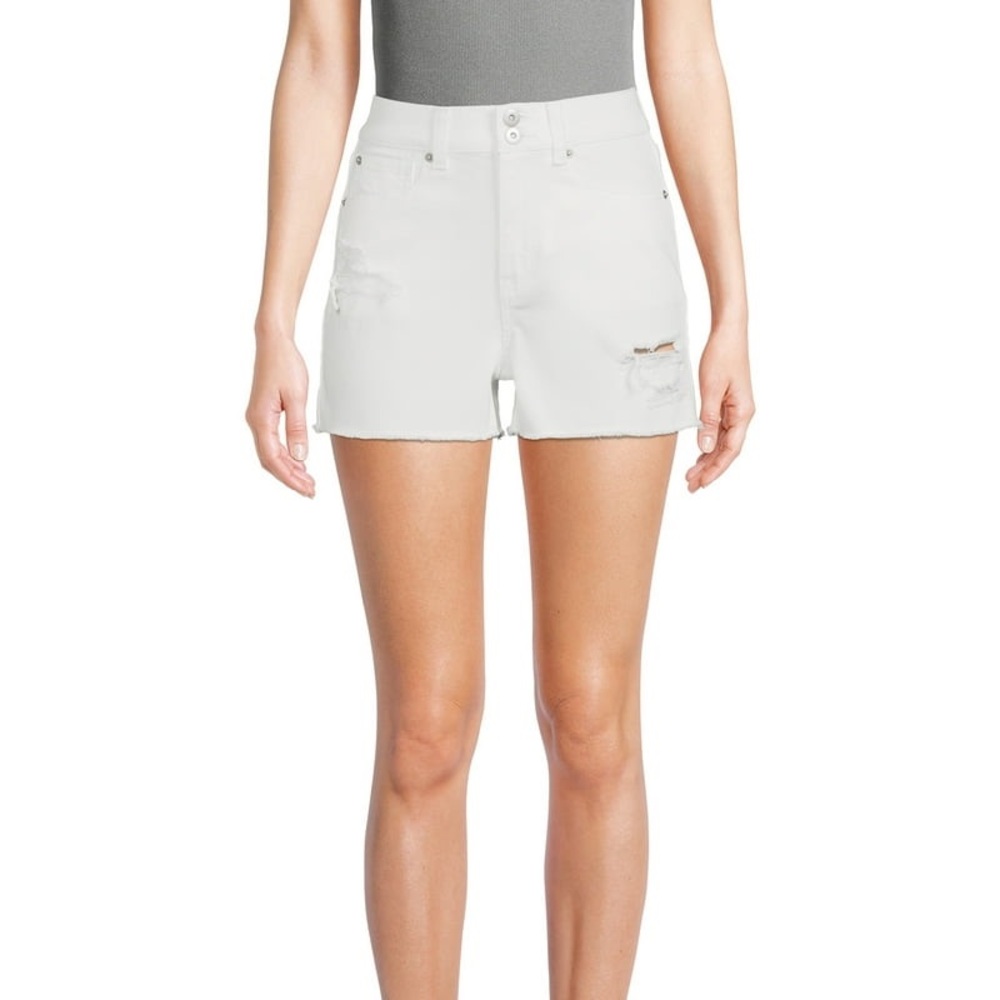 NO BOUNDARIES | White Distressed Denim Shorts- Size‎ 3